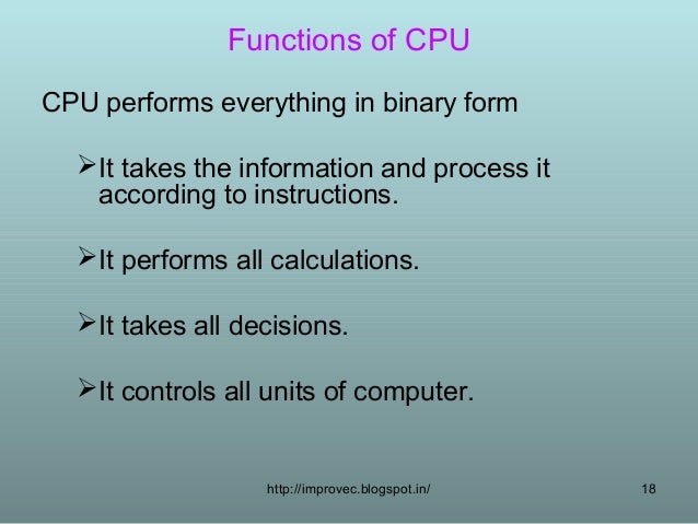 DECOTAOR functions Slide. Cpu functions