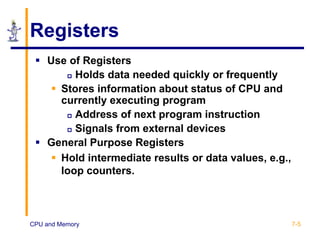 The CPU and Memory and Major Components | PPT