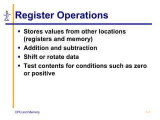 The CPU and Memory and Major Components | PPT
