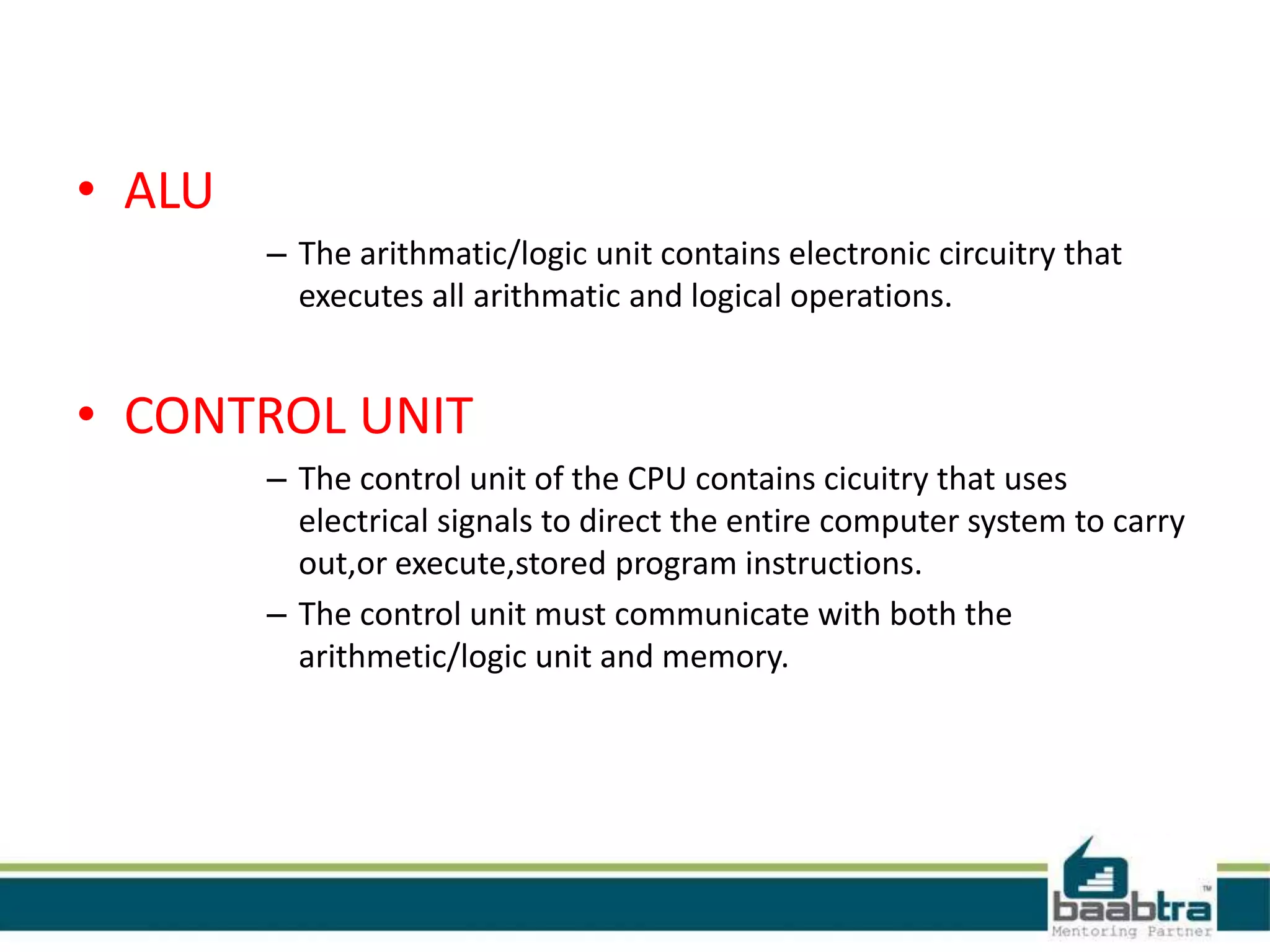 Cpu & its execution of instruction | PPTX