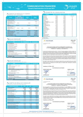 Unimer : Indicateurs et comptes annuels de l'exercice 2016