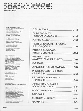 Revista CPU MSX - No. 10 - 1988