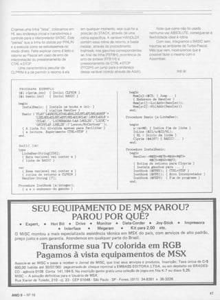 Revista CPU MSX - No. 16 - 1988