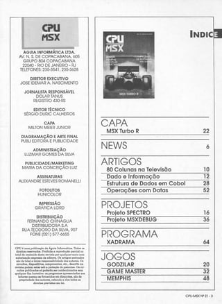 Revista CPU MSX - No. 21 - 1988