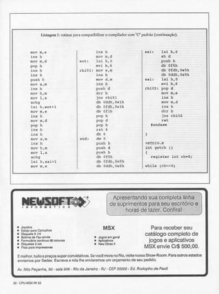Revista CPU MSX - No. 23 - 1988