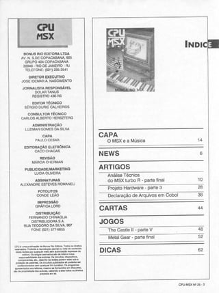 Revista CPU MSX - No. 25 - 1988