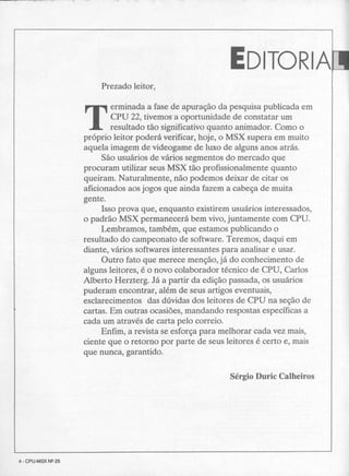 Revista CPU MSX - No. 25 - 1988