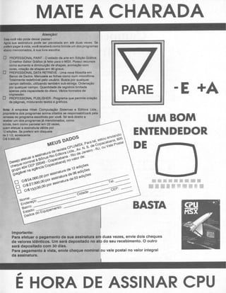 Revista CPU MSX - No. 26 - 1988