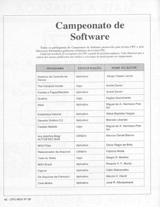 Revista CPU MSX - No. 26 - 1988