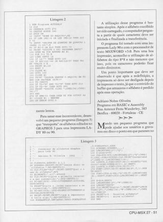 Revista CPU MSX - No. 27 - 1988