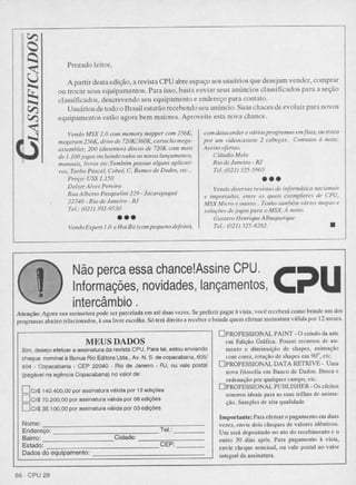 Revista CPU MSX AMIGA - No. 29 - 1988