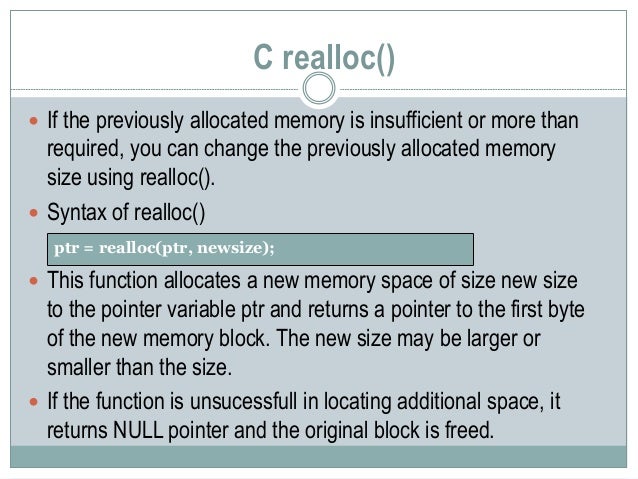 Dynamic Memory allocation
