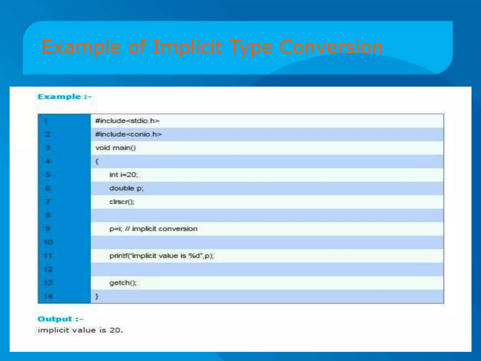 Example of Implicit Type Conversion
7
 