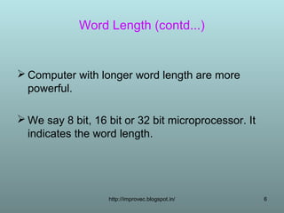 Cpu speed, wordlength.8 | PPT