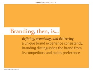 branding, then, is...
                                        defining, promising, and delivering
                        ...