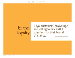 loyal customers, on average,
                                         brand    are willing to pay a 20%
                  ...