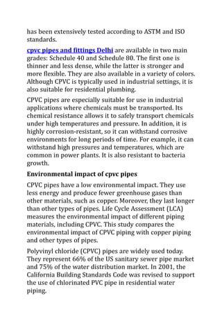 Cpvc Pipes - Benefits and Disadvantages | PPT
