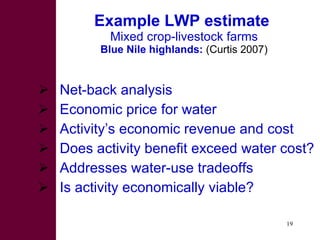 Strategies for improving livestock water productivity or moving beyond the elephant’s trunk