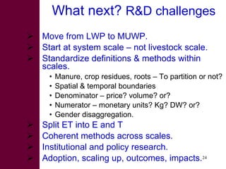 Strategies for improving livestock water productivity or moving beyond the elephant’s trunk
