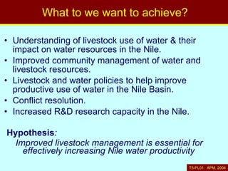 Nile Basin livestock-water productivity: A project of the Challenge Program on Water and Food, implemented by ILRI