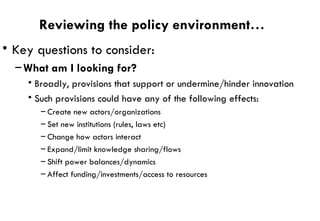 Some Reflections on Agricultural Innovation Systems Methodological Framework