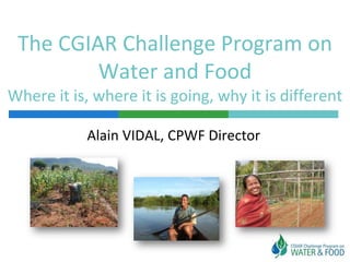 The CGIAR Challenge Program on Water and FoodWhere it is, where it is going, why it is different Alain VIDAL, CPWF Director 
