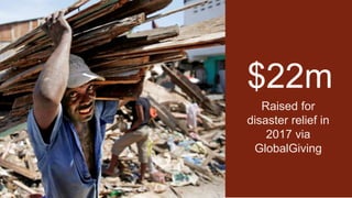 $22m
Raised for
disaster relief in
2017 via
GlobalGiving
 
