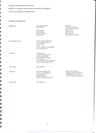 Computer Warehouse group annual report 2012