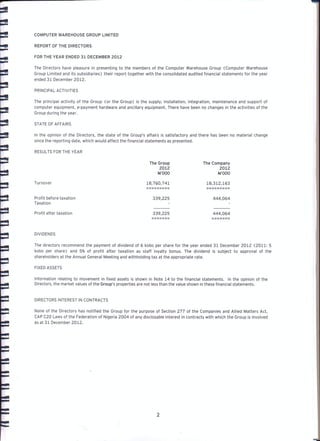 Computer Warehouse group annual report 2012