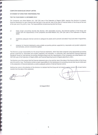 Computer Warehouse group annual report 2012