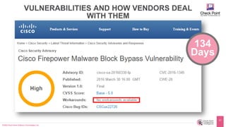 ©2016 Check Point Software Technologies Ltd.
27
VULNERABILITIES AND HOW VENDORS DEAL
WITH THEM
134
Days
 
