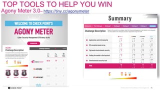45
©2023 Check Point Software Technologies Ltd.
Agony Meter 3.0– https://tiny.cc/agonymeter
TOP TOOLS TO HELP YOU WIN
 