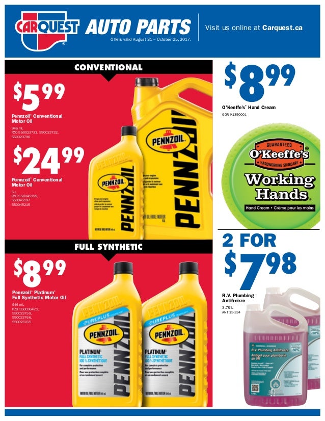 Auto Parts Fyler CarQuest DTAuto.ca Aug till Oct 2017