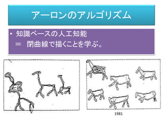 アーロンのアルゴリズム
• 知識ベースの人工知能
＝ 閉曲線で描くことを学ぶ。
1981
 