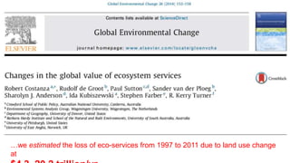 …we estimated the loss of eco-services from 1997 to 2011 due to land use change
at
$4.3–20.2 trillion/yr.