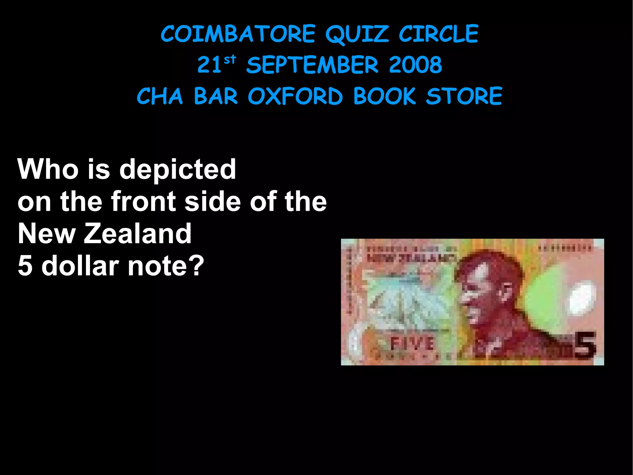 Who is depicted  on the front side of the  New Zealand 5 dollar note? 