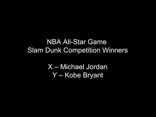 NBA All-Star Game  Slam Dunk Competition Winners X – Michael Jordan Y – Kobe Bryant 
