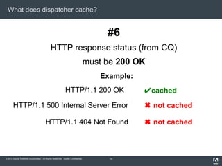 What does dispatcher cache?

#6
HTTP response status (from CQ)

must be 200 OK
Example:
HTTP/1.1 200 OK

✔cached

HTTP/1.1...