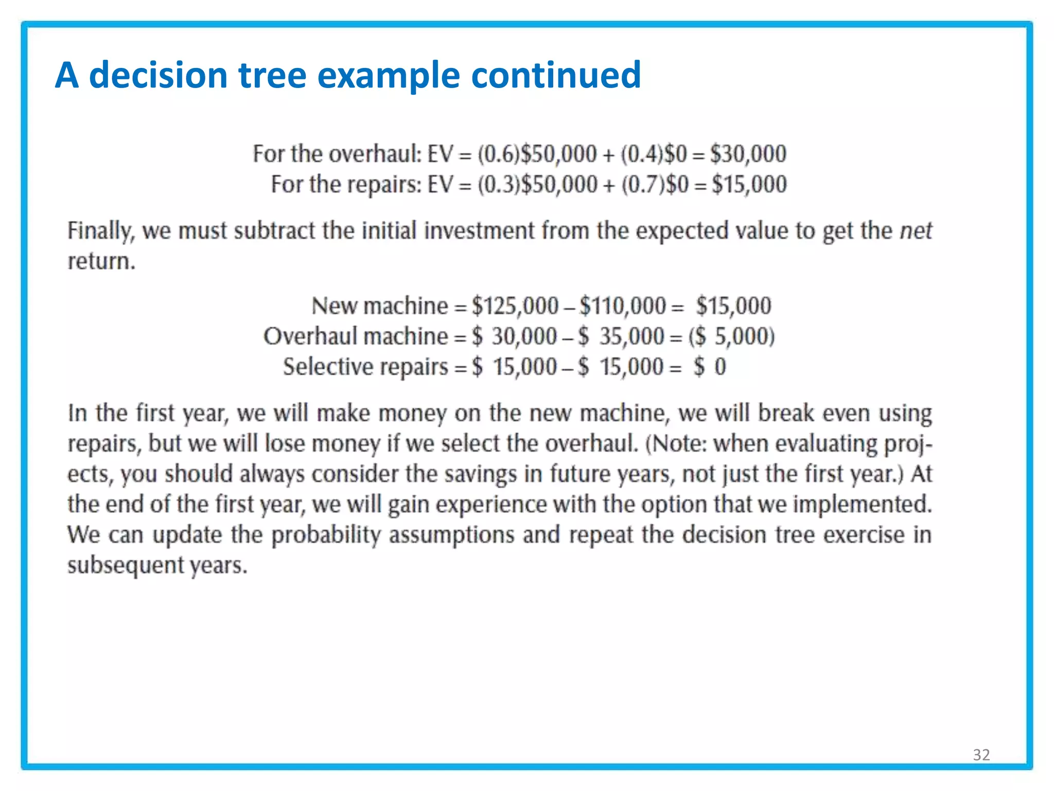 A decision tree example continued
32
 
