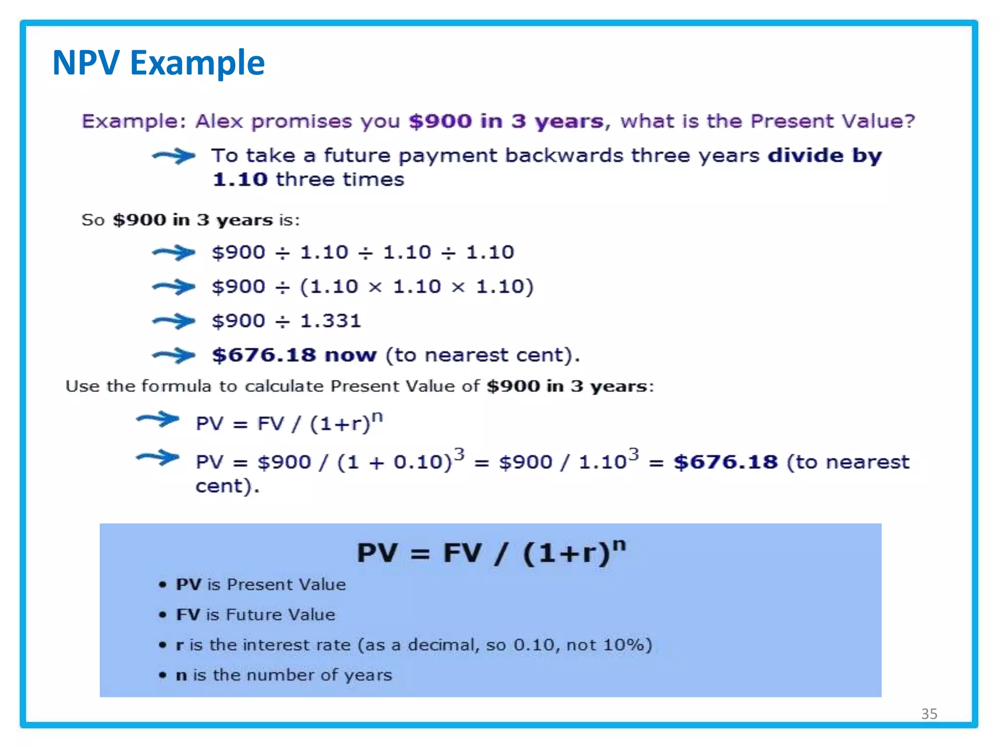 35
NPV Example
 