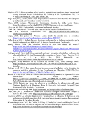 Nutrición y Calidad de Vida de los Docentes en República Dominicana | PDF