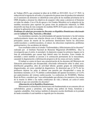 Nutrición y Calidad de Vida de los Docentes en República Dominicana | PDF
