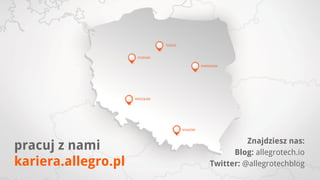 Znajdziesz nas:
Blog: allegrotech.io
Twitter: @allegrotechblog
pracuj z nami
kariera.allegro.pl
 