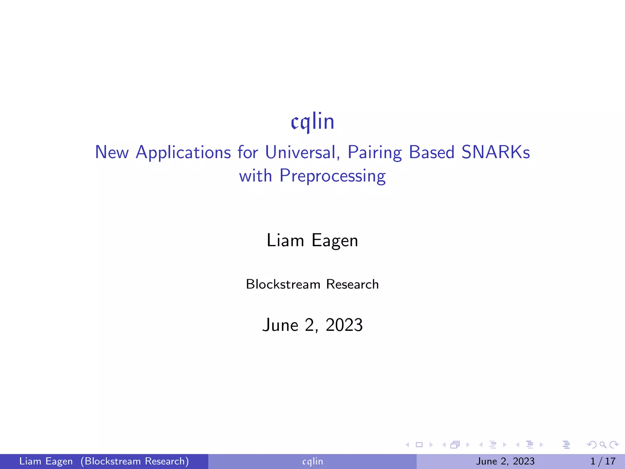 cqlin Efficient linear operations on KZG commitments PPT