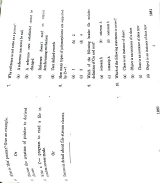 C++ Old Question Paper for Reference (Bharathiyar University) | PPT