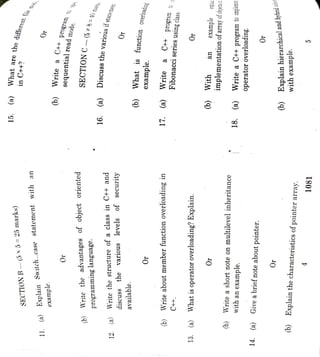 C++ Old Question Paper for Reference (Bharathiyar University) | PPT