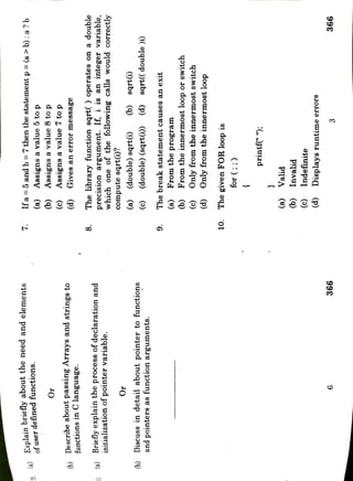 C Old Question Paper for Reference (Bharathiyar University) | PDF image.