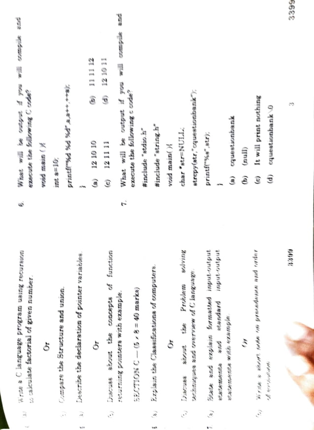 C Old Question Paper for Reference (Bharathiyar University) | PDF
