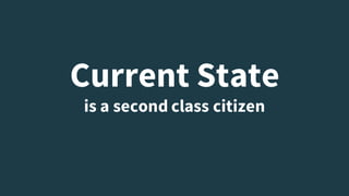 Current State
is a second class citizen
 