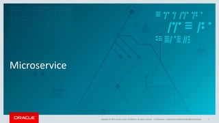 Copyright © 2017, Oracle and/or its affiliates. All rights reserved. |
Microservice
Confidential – Oracle Internal/Restricted/Highly Restricted 5
 